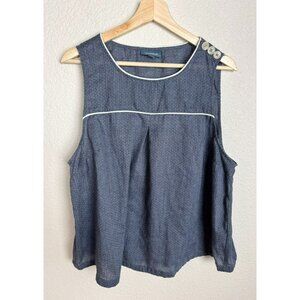 ModCloth Women's Sleeveless Top Blue White Polka Dot Flowy Size 1X Cotton
